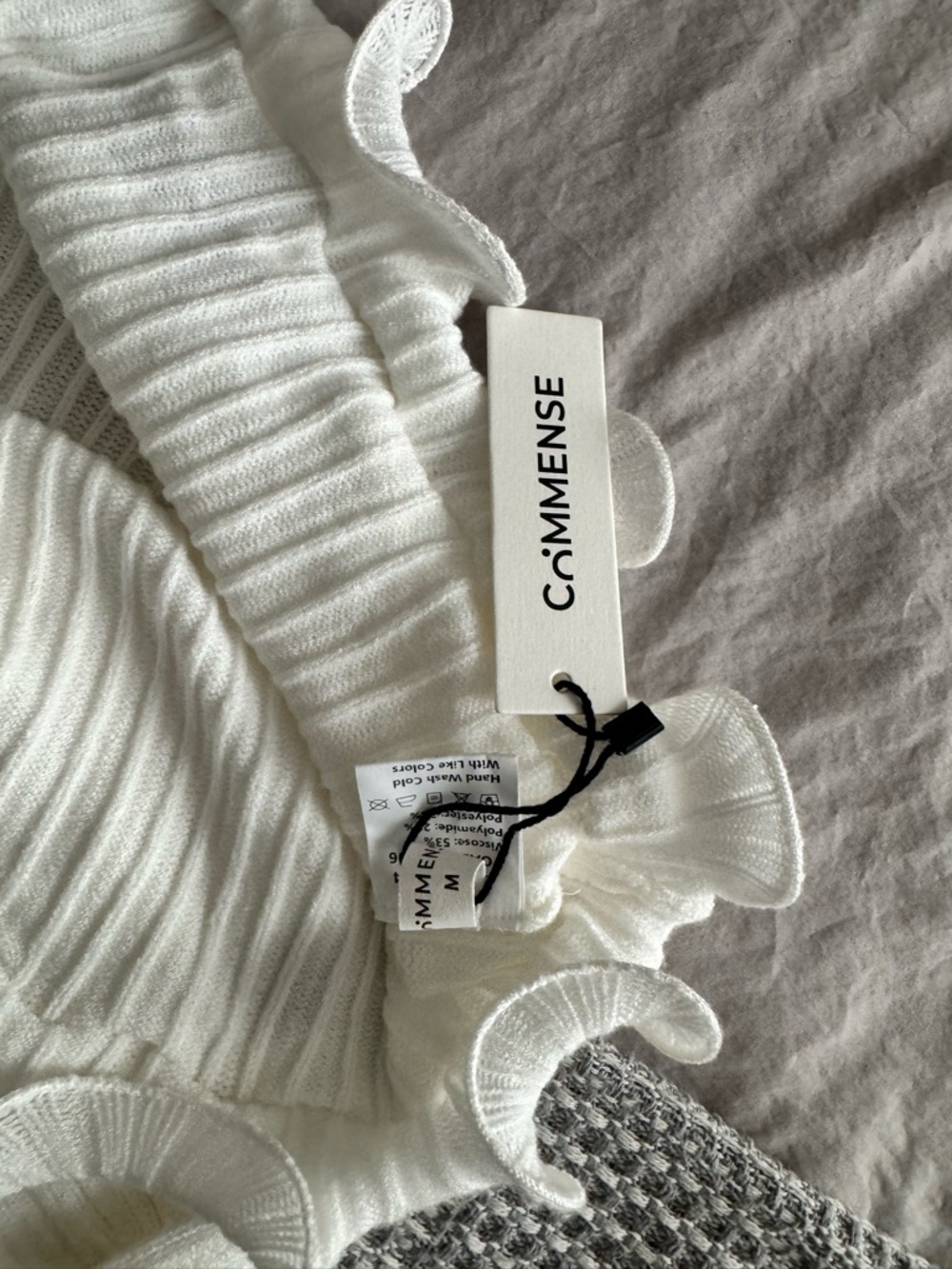 Commense Semi-Sheer Piping Ruffle Drawstring Knit Dress - Picture 5 of 5